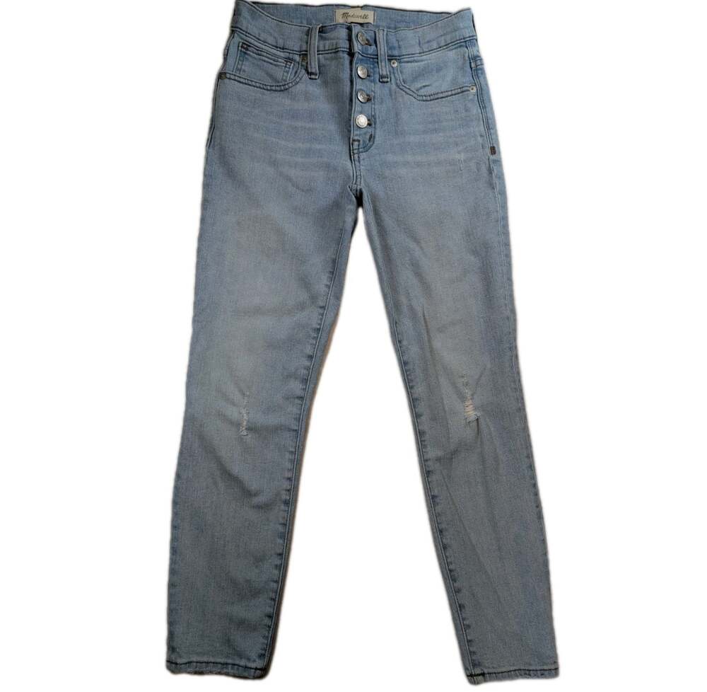 Madewell Cropped Skinny Jeans Womens 25 High Rise Light Wash Button Fly